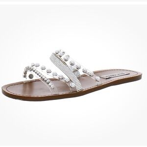 Steve madden White and Brown Sandals with Rhinestone sandals sz 7